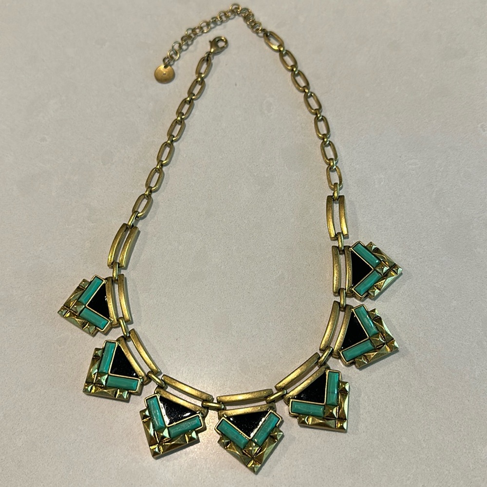 Stella & Dot Gold with Faux Turquoise Necklace